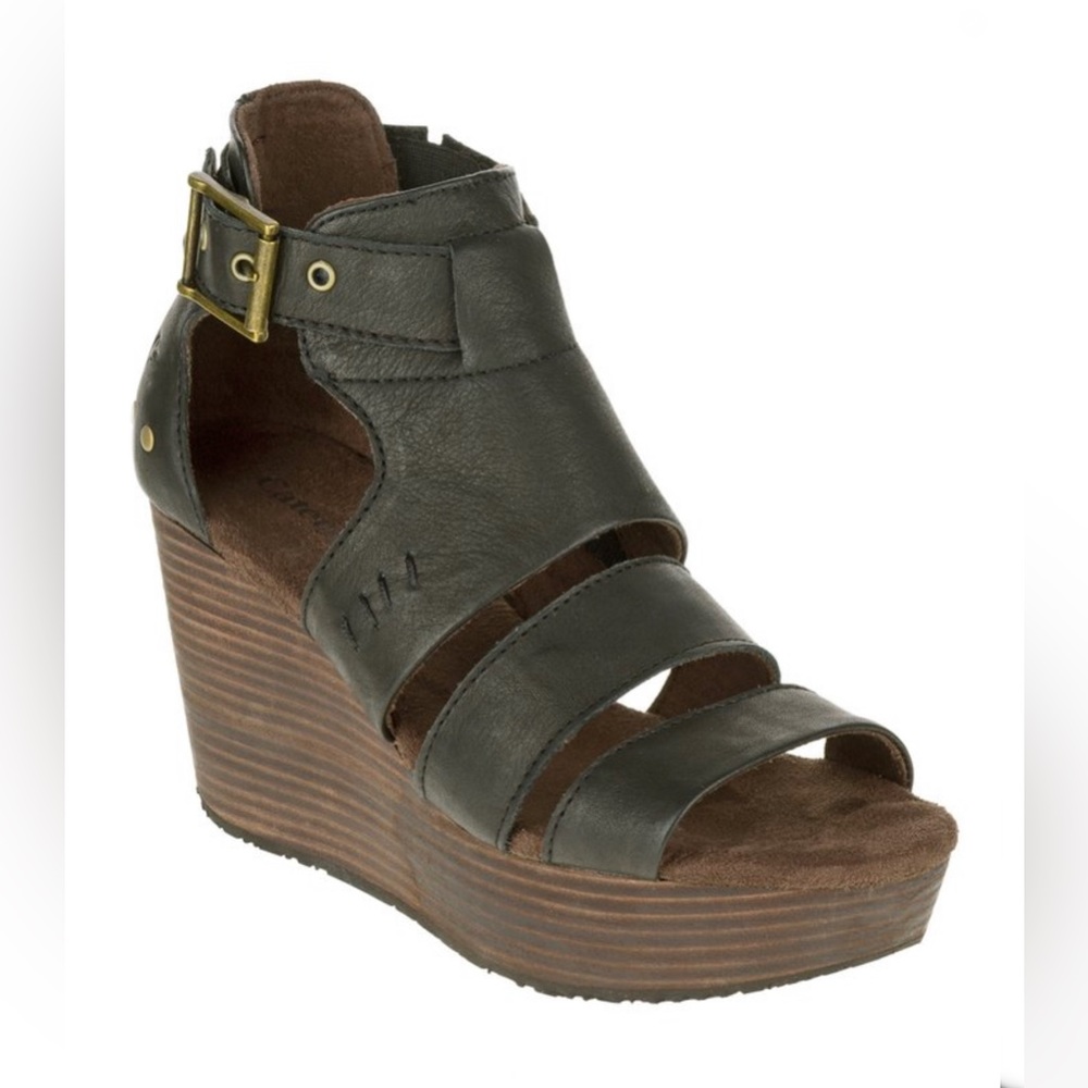 EUC- CAT ‘Destry’ Leather Wedge Sandal